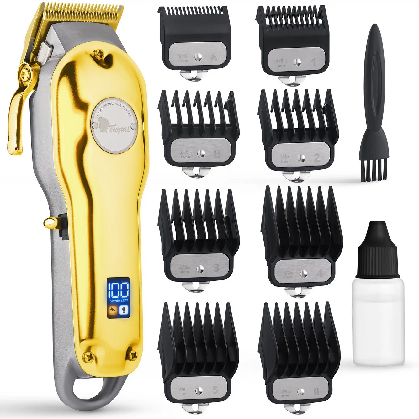 Professional Cordless Silver Barber Hair Clippers