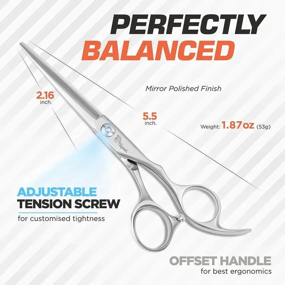 Fagaci Professional Hair Scissors 5 inch with Extremely Sharp Blades 440C Steel Hair Cutting Scissors Durable Smooth Motion & Fine Cut Barber Scis